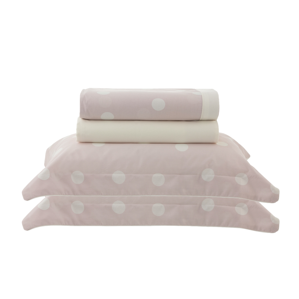 Jogo de Cama Casal Kacyumara Vintage Poá Ives 100% Algodão Egípcio Percal 200 Fios (4 Peças)