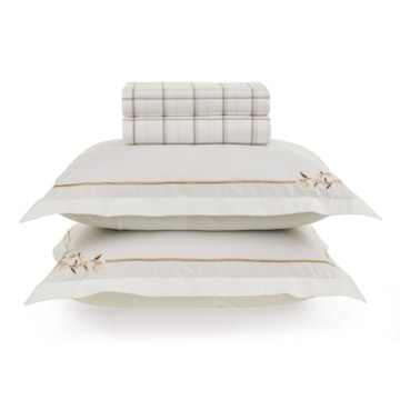 Jogo de Cama Casal Karsten Anabel Bordado 100% Algodão Fio Penteado Percal 200 Fios (4 Peças)