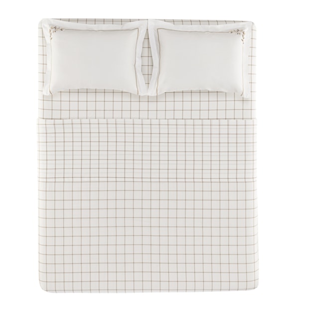 Jogo de Cama Casal Karsten Anabel Bordado 100% Algodão Fio Penteado Percal 200 Fios (4 Peças)