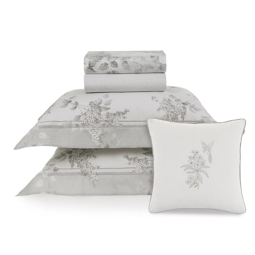 Jogo de Cama Casal Karsten Brenda 100% Algodão Fio Penteado Percal 200 Fios c/ Capa de Almofada (5 Peças)