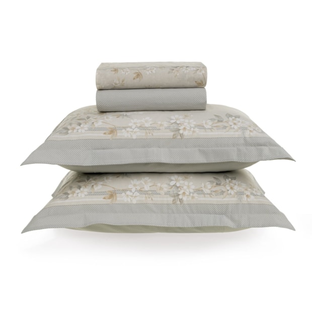 Jogo de Cama Casal Karsten Dandara 100% Algodão Fio Penteado Percal 200 Fios (4 Peças)