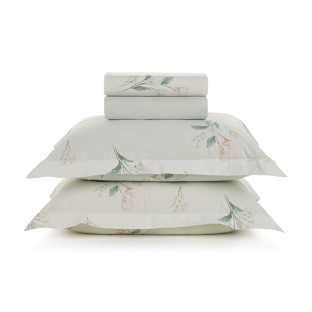 Jogo de Cama Casal Karsten Lydia 100% Algodão Fio Penteado Percal 200 Fios (4 Peças)