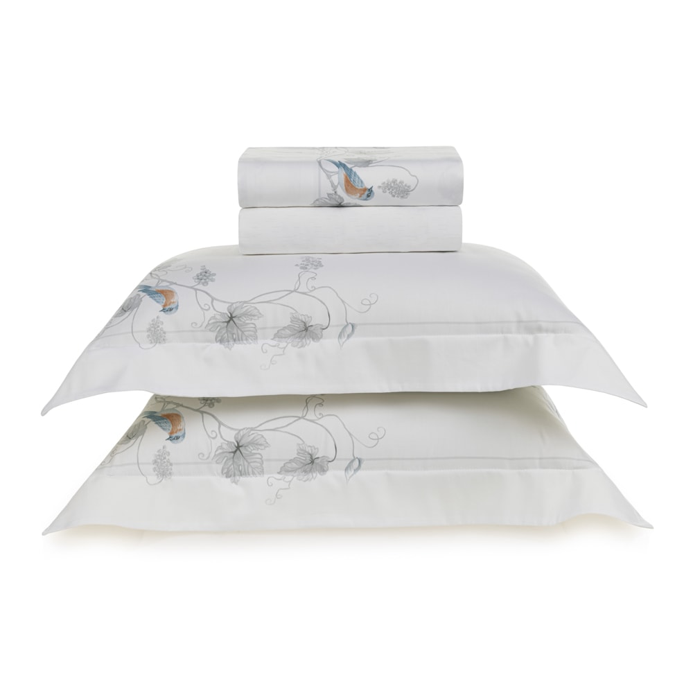 Jogo de Cama Casal Karsten Videira 100% Algodão Egípcio Fio Penteado Cetim 300 Fios (4 Peças)