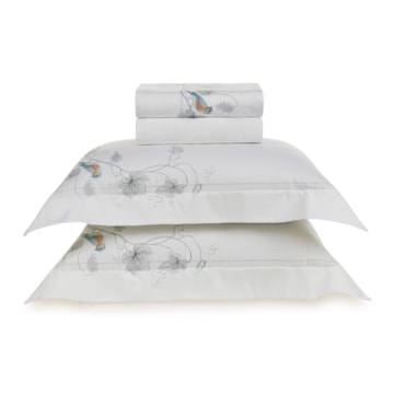 Jogo de Cama Casal Karsten Videira 100% Algodão Egípcio Fio Penteado Cetim 300 Fios (4 Peças)