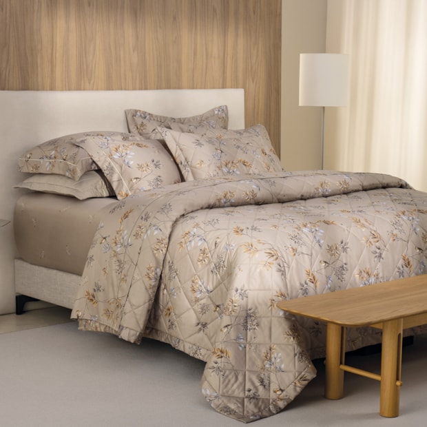 Jogo de Cama Casal Trussardi Aloro 100% Algodão Cetim 200 Fios (4 Peças)