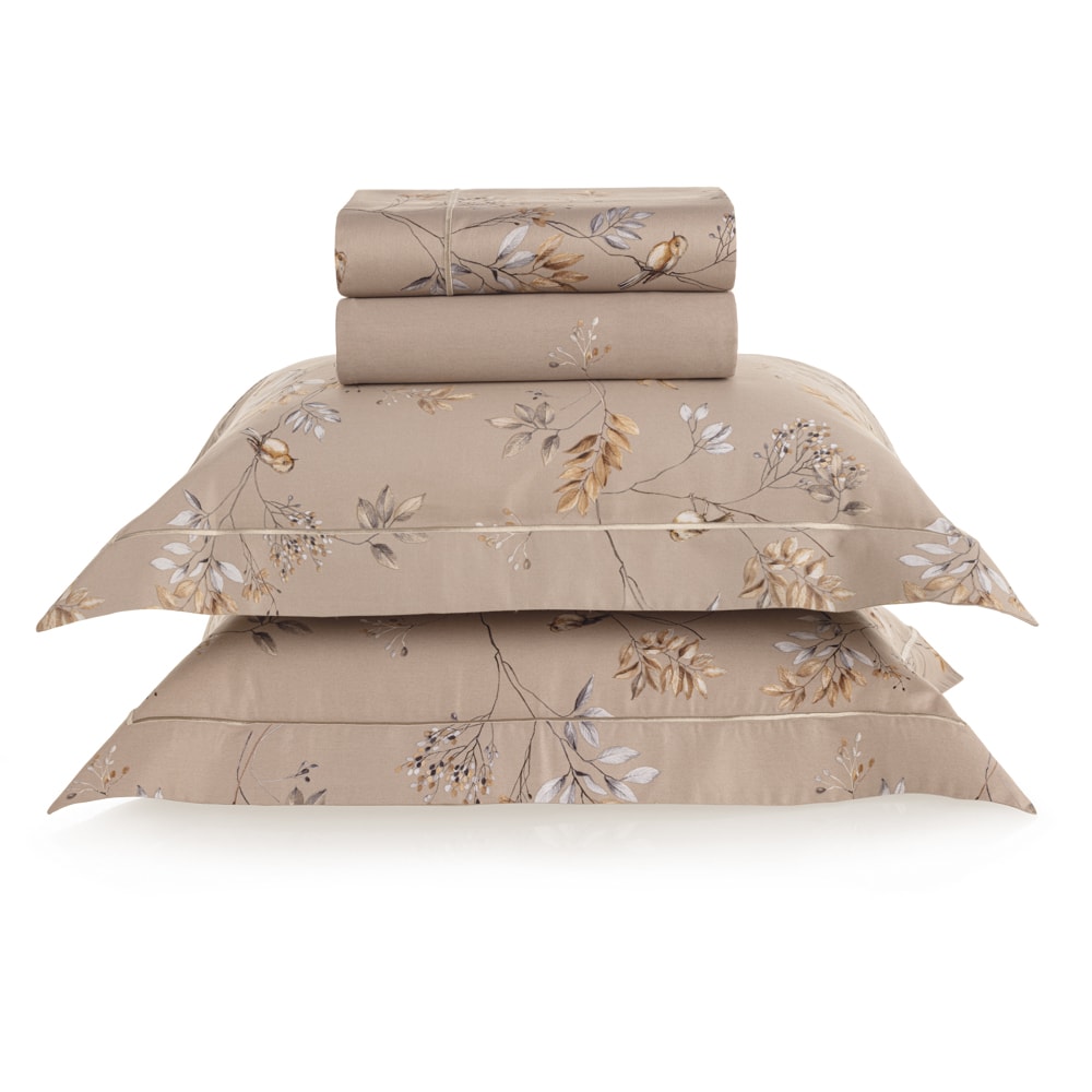 Jogo de Cama Casal Trussardi Aloro 100% Algodão Cetim 200 Fios (4 Peças)
