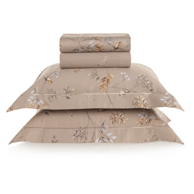 Jogo de Cama Casal Trussardi Aloro 100% Algodão Cetim 200 Fios (4 Peças)