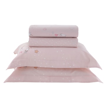 Jogo de Cama Infantil Casal Kacyumara Casa K Vida Bela Mimis 100% Algodão Egípcio Percal 200 Fios (4 Peças)