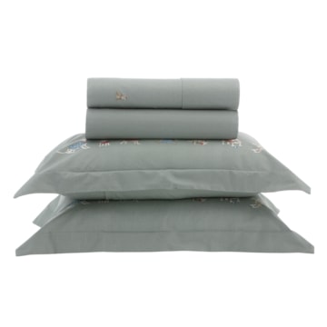 Jogo de Cama Infantil Casal Kacyumara Casa K Vida Bela Toby 100% Algodão Egípcio Percal 200 Fios (4 Peças)