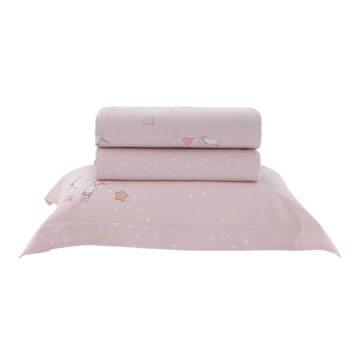 Jogo de Cama Infantil Solteiro Kacyumara Casa K Vida Bela Mimis 100% Algodão Egípcio Percal 200 Fios (3 Peças)