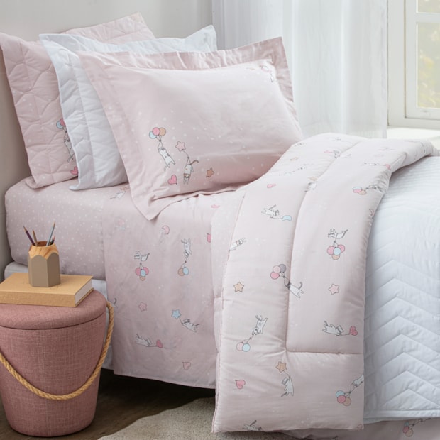 Jogo de Cama Infantil Solteiro Kacyumara Casa K Vida Bela Mimis 100% Algodão Egípcio Percal 200 Fios (3 Peças)