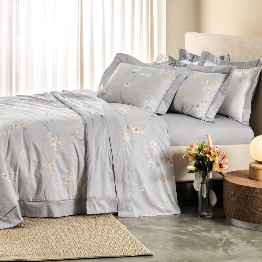 Jogo de Cama King Size Altenburg Sublime Flor de Lírio 100% Algodão Cetim 300 Fios (4 Peças)