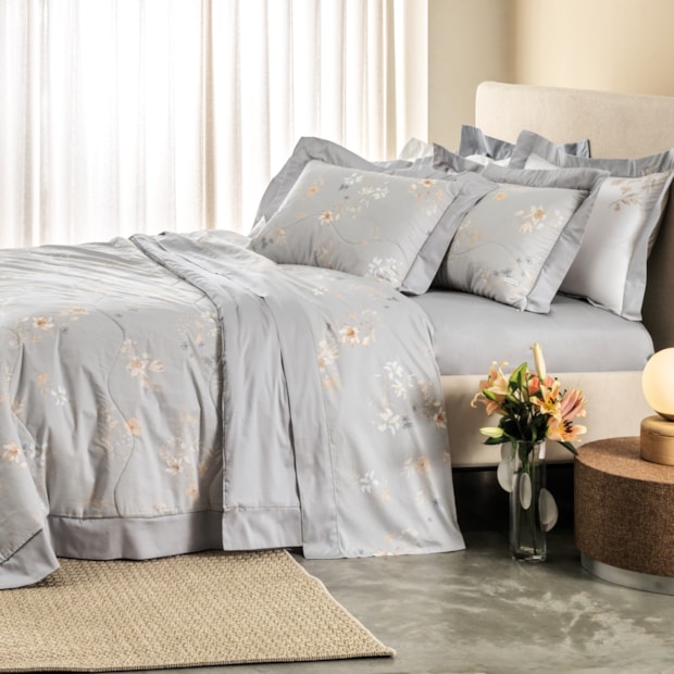 Jogo de Cama King Size Altenburg Sublime Flor de Lírio 100% Algodão Cetim 300 Fios (4 Peças)