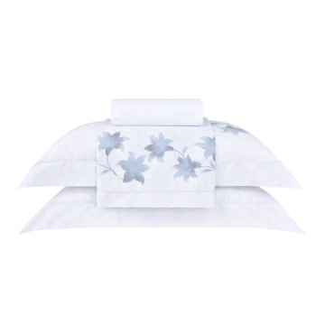 Jogo de Cama King Size Buddemeyer Bud Vision Silver Bloom 100% Algodão Fio Penteado Cetim 300 Fios (4 Peças)