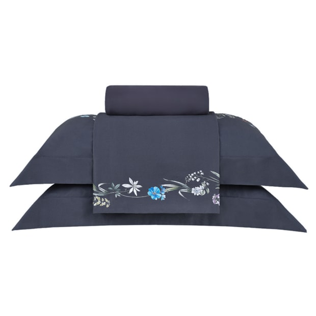Jogo de Cama King Size Buddemeyer Luxus Moon Garden 100% Algodão Fio Penteado Cetim 400 Fios (4 Peças)