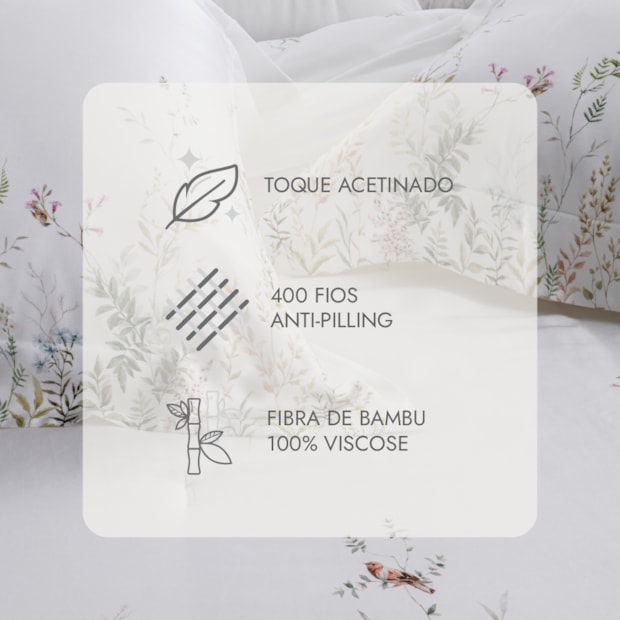 Jogo de Cama King Size Kacyumara Casa K Bali Olivier 100% Bambu 400 Fios (4 Peças)