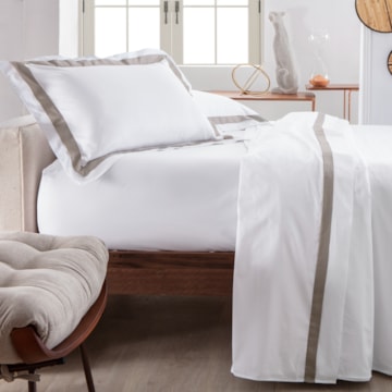 Jogo de Cama King Size Kacyumara Casa K Bellágio 100% Algodão Egípcio Percal 300 Fios (4 Peças)