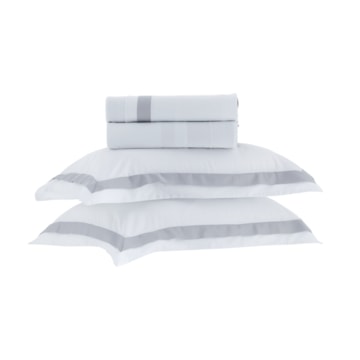 Jogo de Cama King Size Kacyumara Casa K Bellágio 100% Algodão Egípcio Percal 300 Fios (4 Peças)