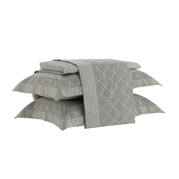 Jogo de Cama King Size Kacyumara Casa K Satinée Olaya 100% Algodão Egípcio Percal 300 Fios (4 Peças)