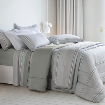 Jogo de Cama King Size Kacyumara Casa K Satinée Thom 100% Algodão Egípcio Percal 300 Fios (4 Peças)