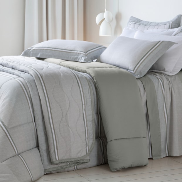 Jogo de Cama King Size Kacyumara Casa K Satinée Thom 100% Algodão Egípcio Percal 300 Fios (4 Peças)