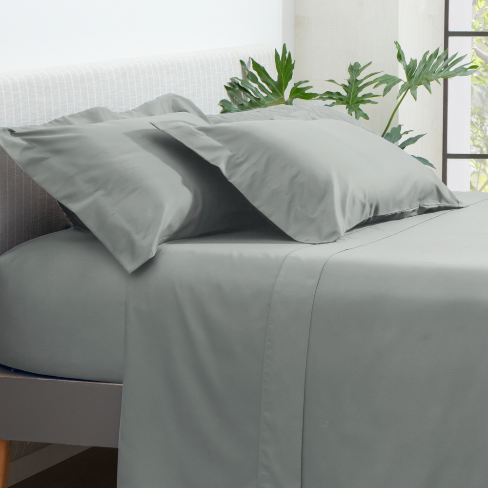 Jogo de Cama King Size Kacyumara Casa K Satinée Tinto 100% Algodão Egípcio Percal 300 Fios (4 Peças)