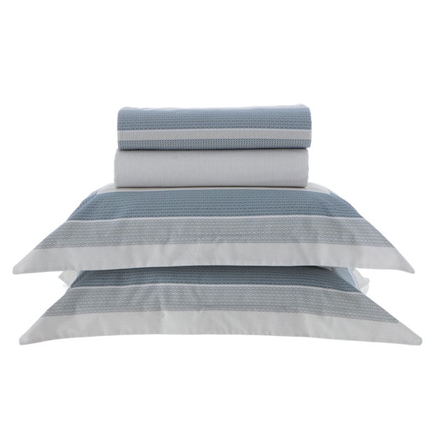 Jogo de Cama King Size Kacyumara Casa K Vida Bela Axon 100% Algodão Egípcio Percal 200 Fios (4 Peças)