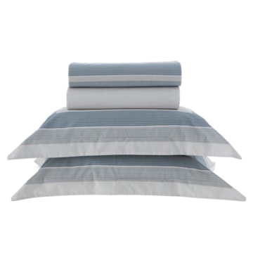 Jogo de Cama King Size Kacyumara Casa K Vida Bela Axon 100% Algodão Egípcio Percal 200 Fios (4 Peças)