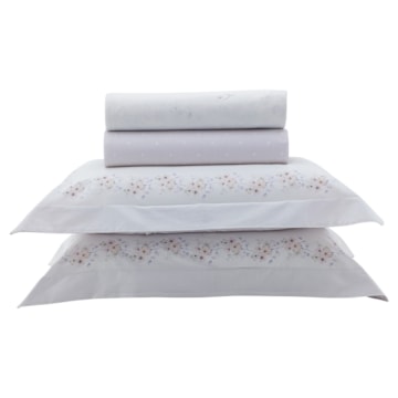 Jogo de Cama King Size Kacyumara Casa K Vida Bela Bizeli 100% Algodão Egípcio Percal 200 Fios (4 Peças)