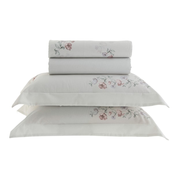 Jogo de Cama King Size Kacyumara Casa K Vida Bela Carmeli 100% Algodão Egípcio Percal 200 Fios (4 Peças)