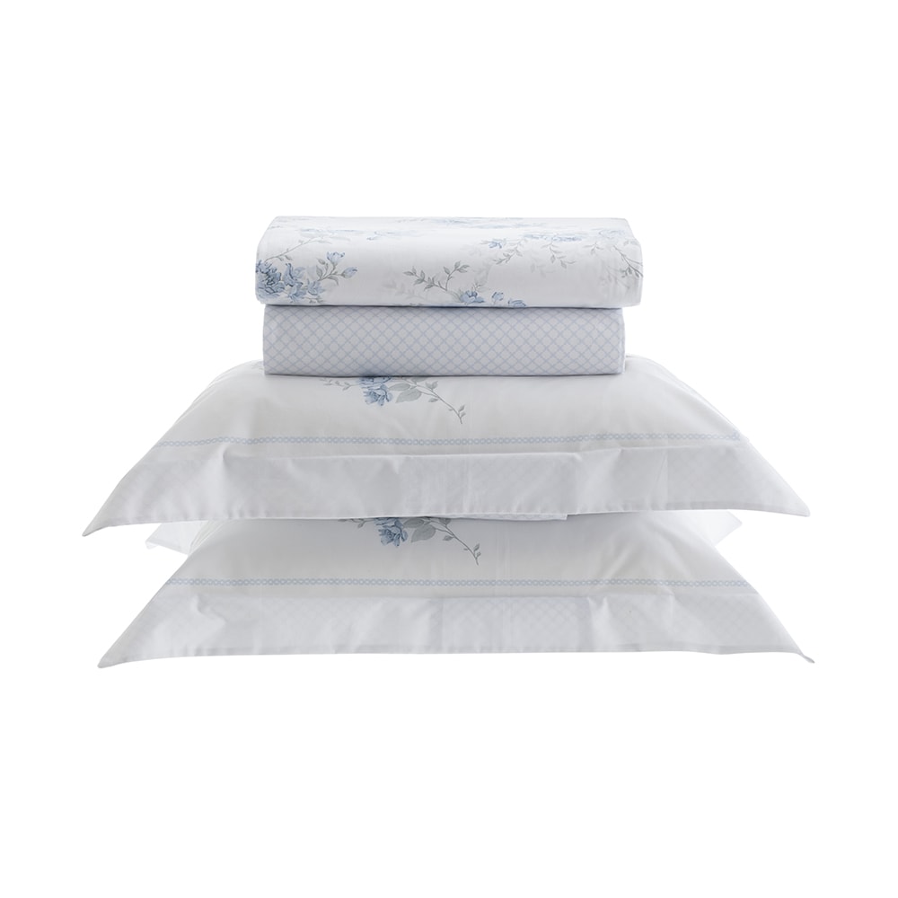 Jogo de Cama King Size Kacyumara Casa K Vida Bela Elan 100% Algodão Egípcio Percal 200 Fios (4 Peças)