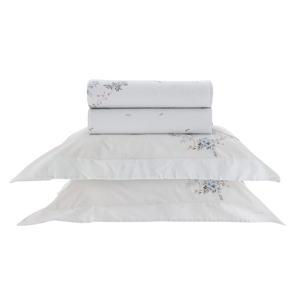 Jogo de Cama King Size Kacyumara Casa K Vida Bela Marceli 100% Algodão Egípcio Percal 200 Fios (4 Peças)