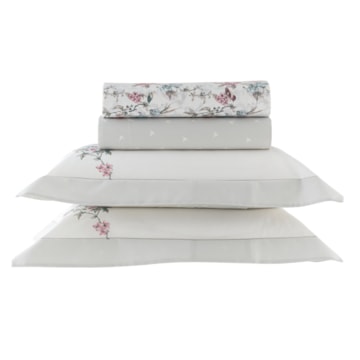 Jogo de Cama King Size Kacyumara Casa K Vida Bela Saviny 100% Algodão Egípcio Percal 200 Fios (4 Peças)