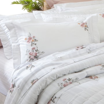 Jogo de Cama King Size Kacyumara Casa K Vida Bela Verene 100% Algodão Egípcio Percal 200 Fios (4 Peças)