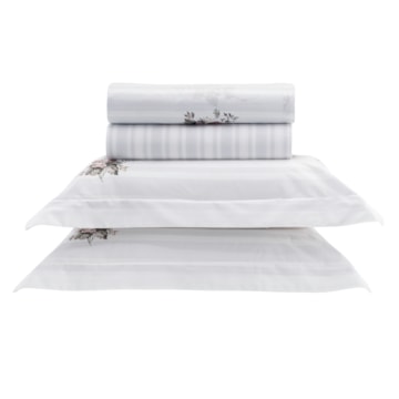 Jogo de Cama King Size Kacyumara Casa K Vida Bela Verene 100% Algodão Egípcio Percal 200 Fios (4 Peças)