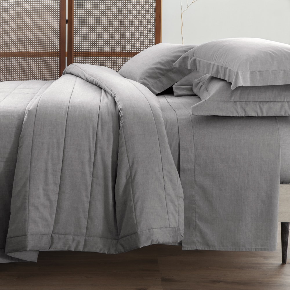 Jogo de Cama King Size Kacyumara Chambret 100% Algodão Percal 200 Fios (4 Peças)