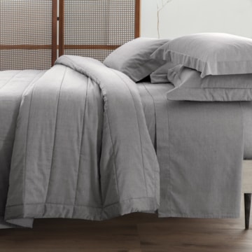 Jogo de Cama King Size Kacyumara Chambret 100% Algodão Percal 200 Fios (4 Peças)