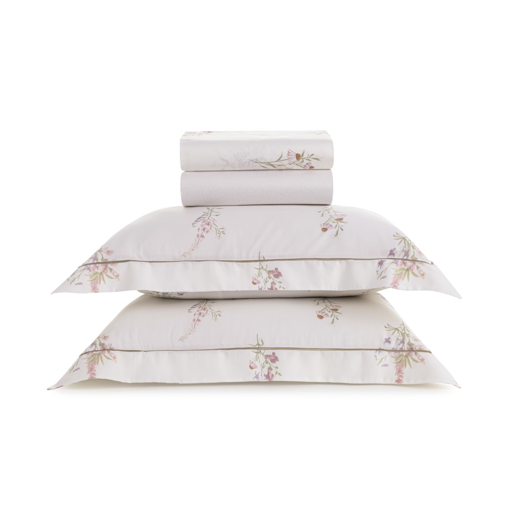 Jogo de Cama King Size Karsten Arabella 100% Algodão Egípcio Fio Penteado Cetim 300 Fios (4 Peças)