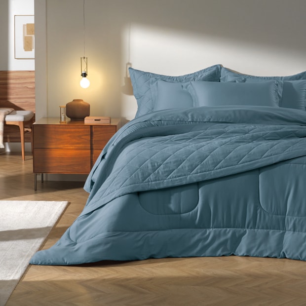 Jogo de Cama King Size Karsten Bossa 100% Algodão Egípcio Fio Penteado Cetim 300 Fios (4 Peças)