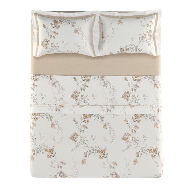 Jogo de Cama King Size Karsten Dalila 100% Algodão Egípcio Fio Penteado Cetim 300 Fios (4 Peças)