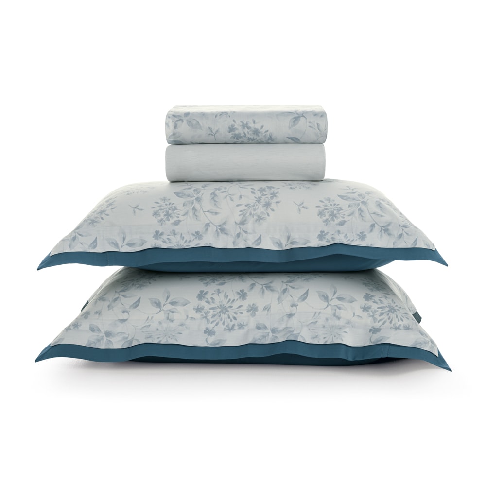 Jogo de Cama King Size Karsten Ellie 100% Algodão Egípcio Fio Penteado Cetim 300 Fios (4 Peças)