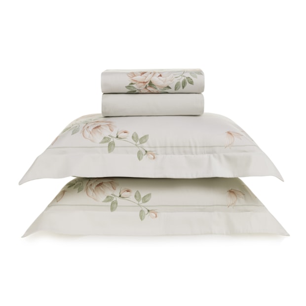 Jogo de Cama King Size Karsten Felícia 100% Algodão Egípcio Fio Penteado Cetim 300 Fios (4 Peças)