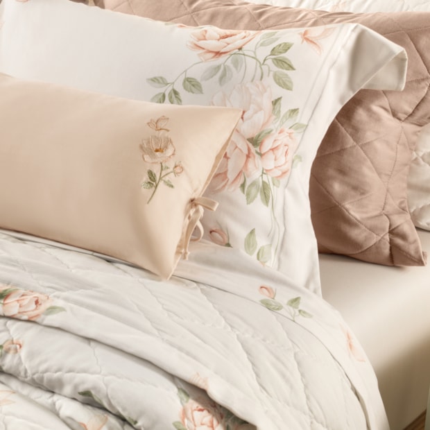 Jogo de Cama King Size Karsten Felícia 100% Algodão Egípcio Fio Penteado Cetim 300 Fios (4 Peças)