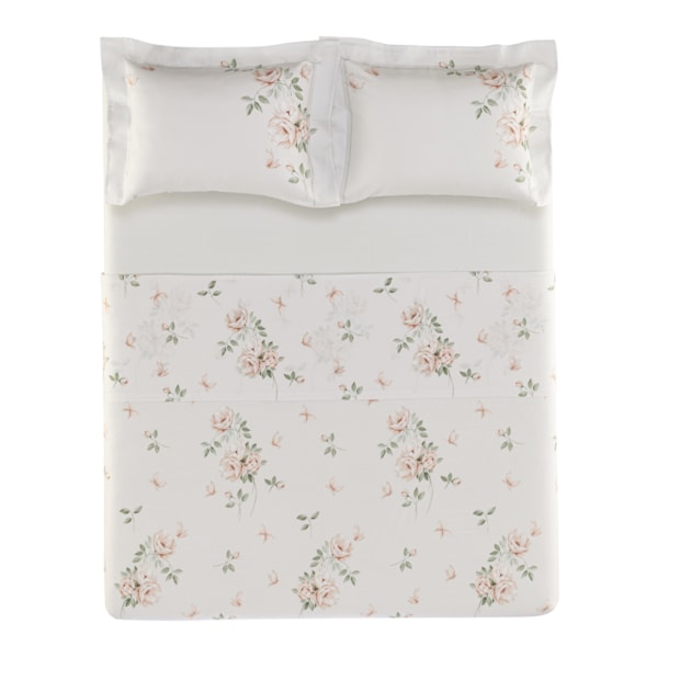 Jogo de Cama King Size Karsten Felícia 100% Algodão Egípcio Fio Penteado Cetim 300 Fios (4 Peças)