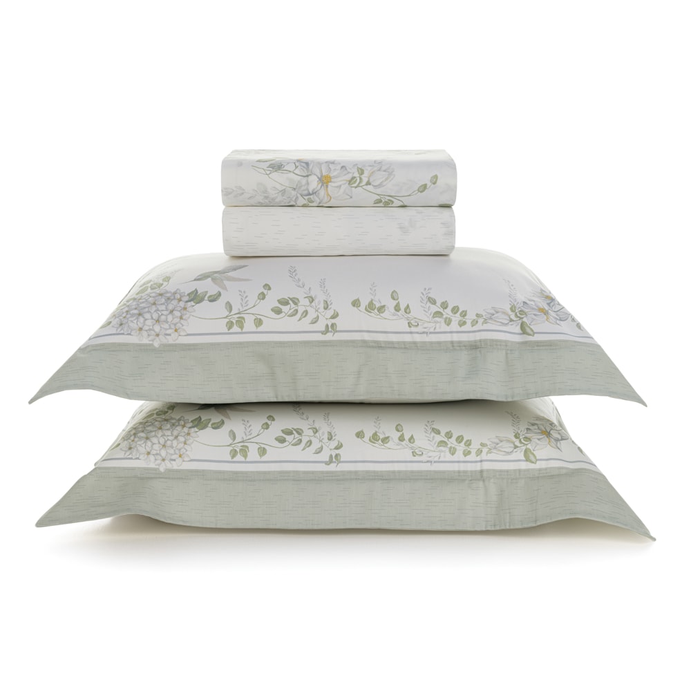 Jogo de Cama King Size Karsten Laura 100% Algodão Egípcio Fio Penteado Cetim 300 Fios (4 Peças)