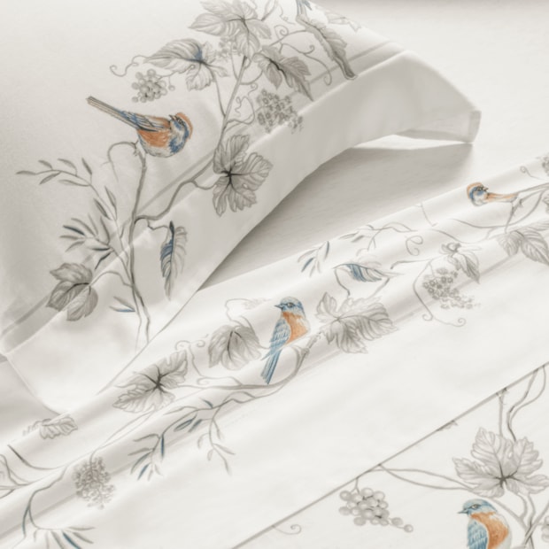 Jogo de Cama King Size Karsten Videira 100% Algodão Egípcio Fio Penteado Cetim 300 Fios (4 Peças)