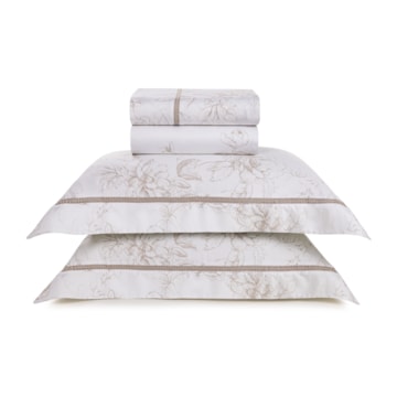 Jogo de Cama King Size Trussardi Madonnari 100% Algodão Egípcio Cetim 300 Fios (4 Peças)