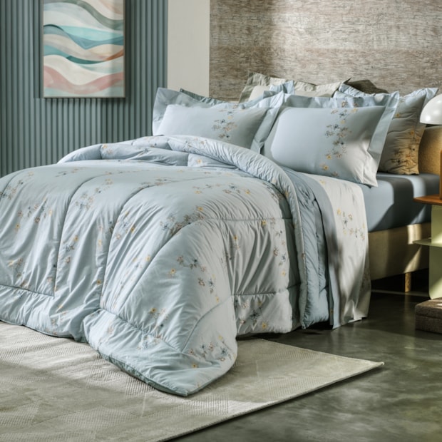 Jogo de Cama Queen Altenburg Lux Peônia 100% Algodão Percal 200 Fios (4 Peças)