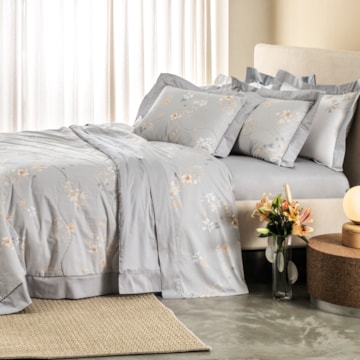 Jogo de Cama Queen Altenburg Sublime Flor de Lírio 100% Algodão Cetim 300 Fios (4 Peças)