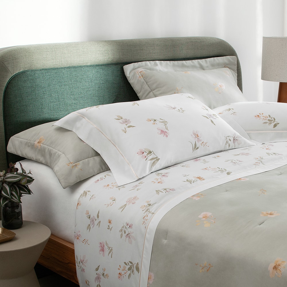 Jogo de Cama Queen Buddemeyer Bud Vision Flora 100% Algodão Fio Penteado Cetim 300 Fios (4 Peças)
